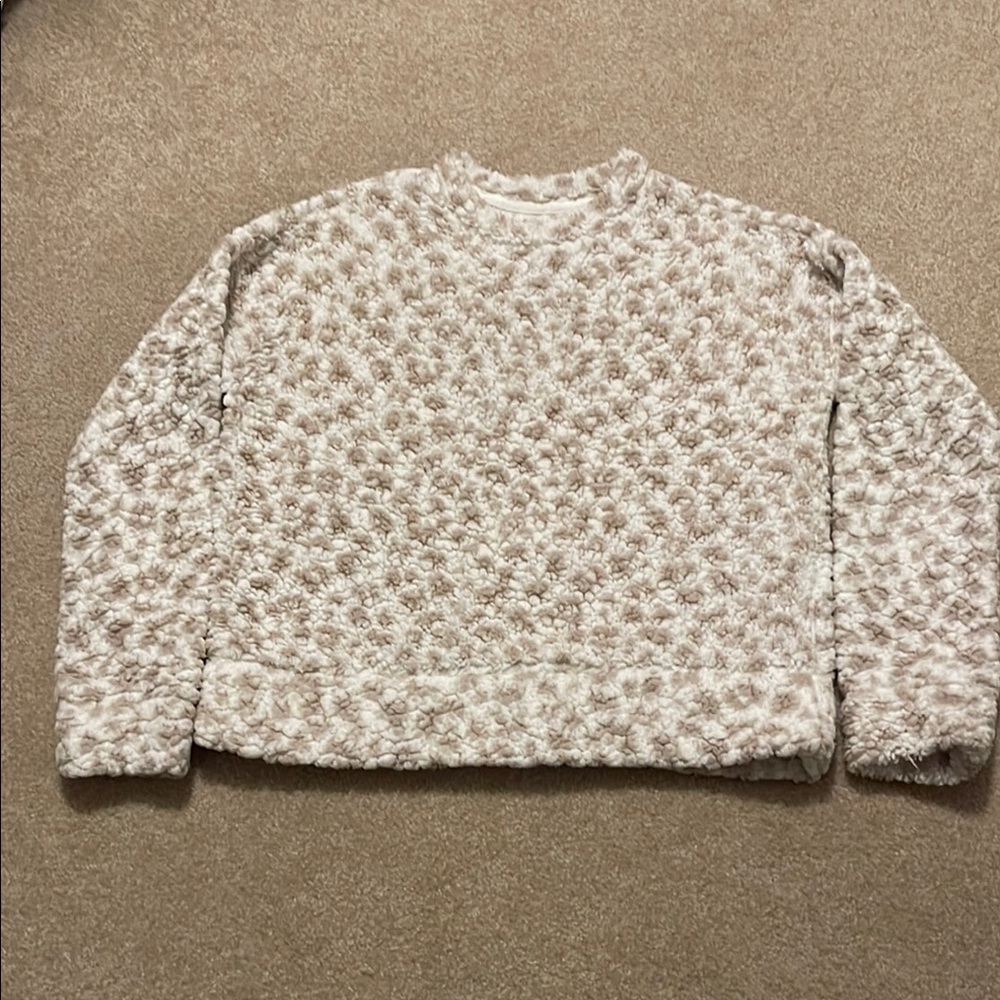 Cream Textured Fleece Crew Neck